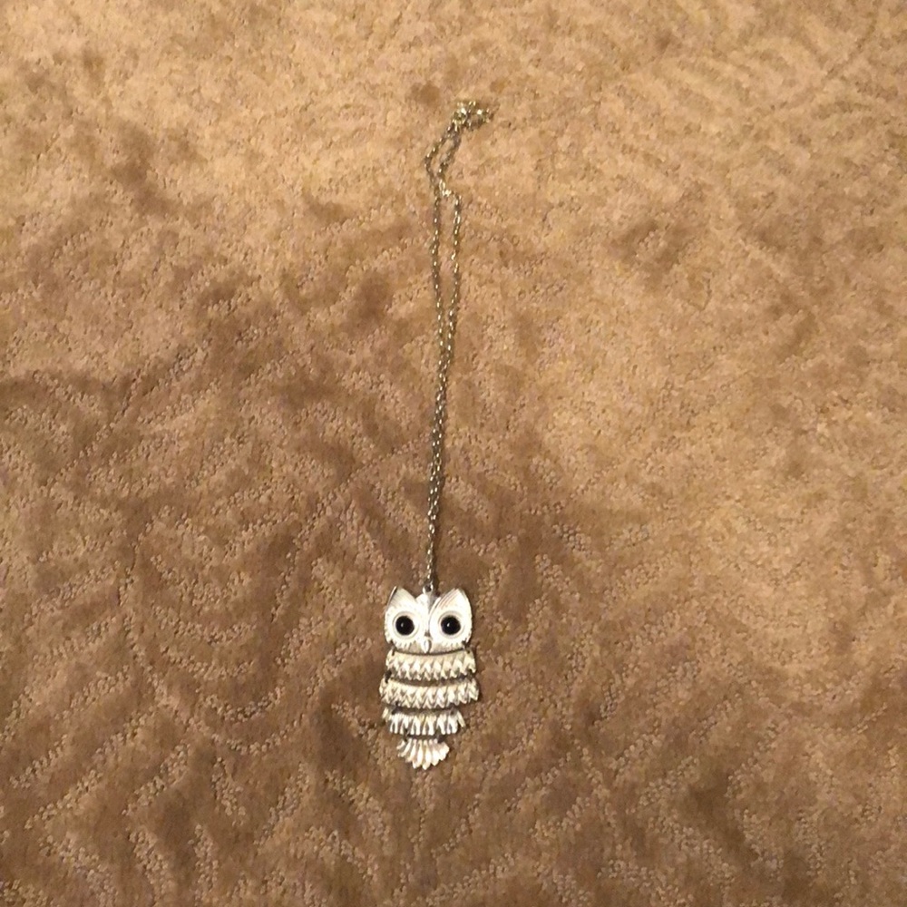 Long gold owl necklace